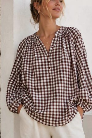 Camisa Cuadros Vichy Marrón - L